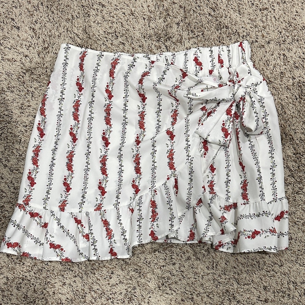 Floral Striped Ruffle Skirt